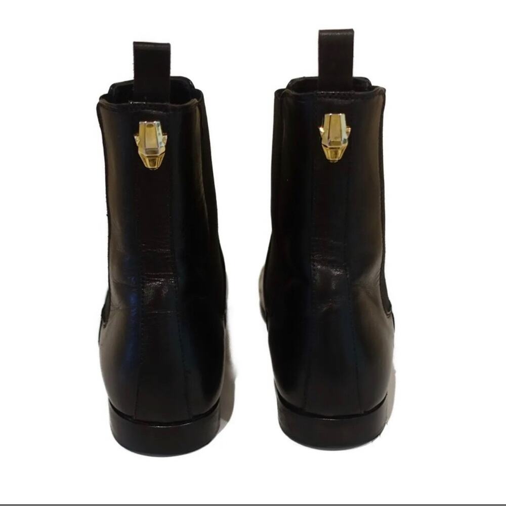 JUST CAVALLI 100% Calfskin Leather Black Flat Ankle Boots Women’s Sz 8 US 39 EUR - Picture 12 of 13